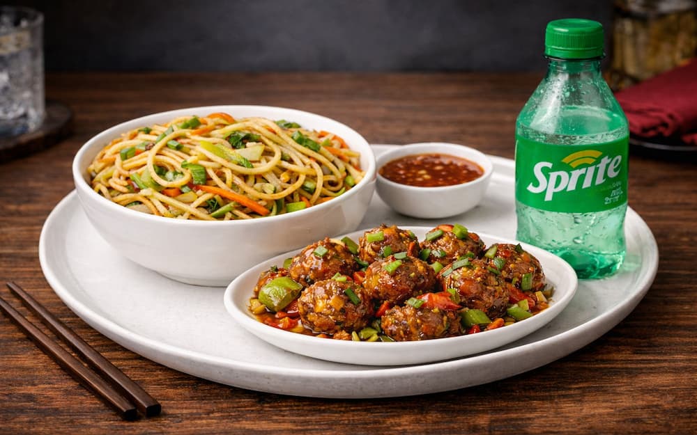 Veg Fried Rice + Veg Manchurian Gravy + Soft Drink